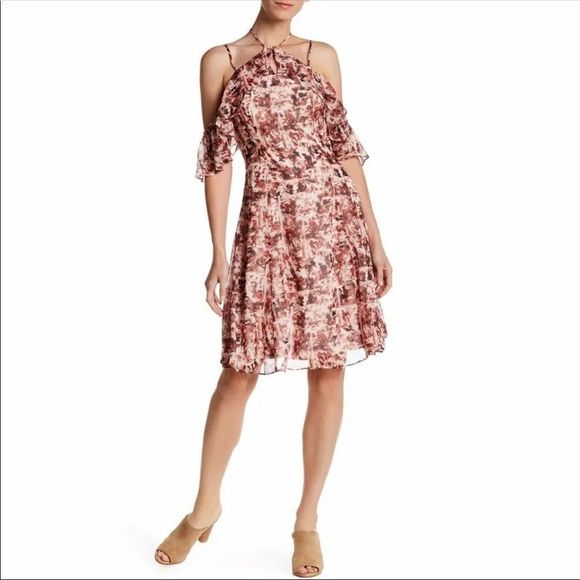 Chelsea28 Halter Open Shoulder Ruffle Print Dress size XL - Picture 1 of 14